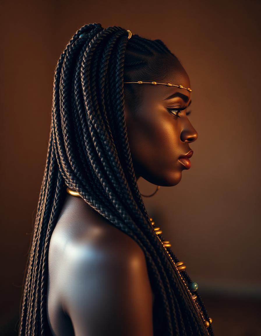 Long fulani braids with beads